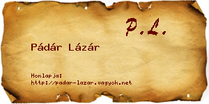Pádár Lázár névjegykártya